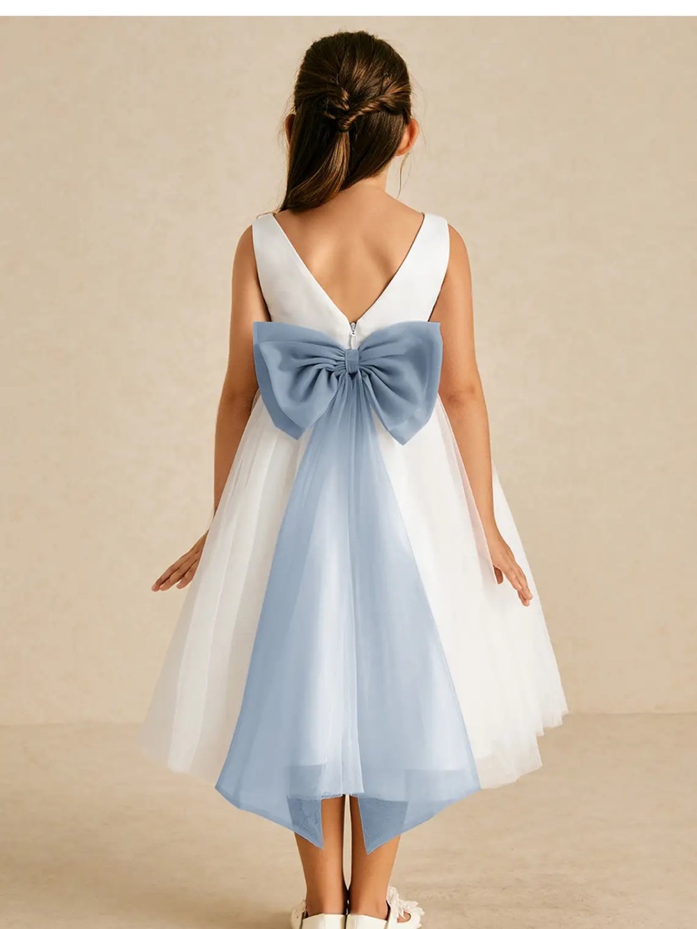Azazie dusty blue KAVI tulle flower girl dress